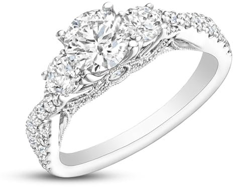 Molioaki Verlobungsring Damen 9 Karat (375) Weißgold Diamant Ring Brillantschliff 5A Zirkonia Ring 1.5kt Weißgold Ring Damen mit CZ-58