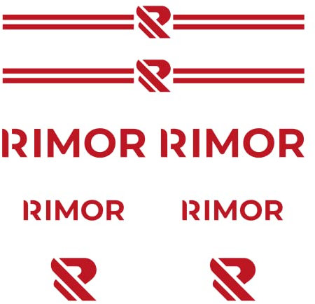 8 Aufkleber Rimor für Wohnmobil - Aufkleber für Wohnmobil - Farbe Blau, Rot, Grau - Rimor - Zubehör für Wohnmobil - Aufkleber aus Vinyl (Rot)