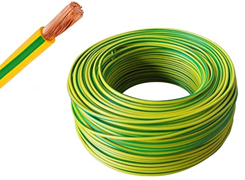 EBROM Cavo di messa a terra H07V-K (K = flessibile a filo fine 99,9% rame OFC, rame pieno), 1 x 16 mm², da 5 a 100 metri a scelta, verde/giallo 16 mm2 (16 mm2) – lunghezza: 25 metri