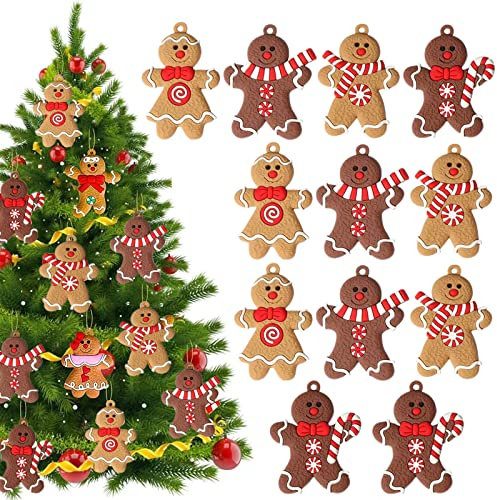 Lebkuchenmann Anhänger 12 Stücke Lebkuchenmann Deko Christbaumschmuck Lebkuchen Figur Weihnachtsbaumschmuck Anhänger Weihnachtsdeko Figuren Set Für Festliche Home Party Kinder