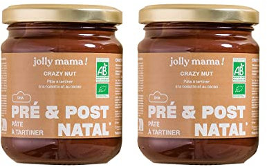 Jolly mama! Lot de 2 Crazy Nut | Pâte à Tartiner Bio DHA | Noisette et Cacao | Compatible Grossesse & Allaitement | Gourmand et Vegan | Sans Huile de Palme | Fabriqué en France | 2 X 220 g