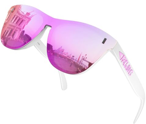 ROCKNIGHT Lunettes de soleil HD polarisées UV400, anti-éblouissement, ultra légères, monture TR90 douce pour la peau, verres plats