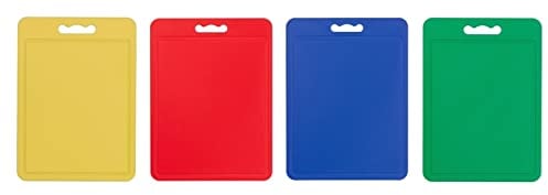 Chef Aid Large Multi-Colour Chopping Board Set, Multipurpose Anti-Slip Surface, Easy to Clean and Dishwasher Safe with Handle, Pack of 4 Cutting Boards Each Measuring 40 x 30cm