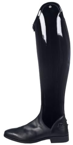 HKM Reitstiefel Damen -Lynette- Schwarz | Dressurstiefel mit Lackleder | Elastikeinsatz mit Reißverschluss | Standardlänge/Extra weit