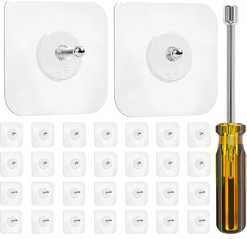 28 Stück Klebe Schrauben Klebehaken Transparente Selbstklebende Hängenägel Haken Magische Wandbefestigung wasserdichte Schraube für Badezimmer Küche Schlafzimmer Bis zu 10 kg Belastung (8/16 mm)