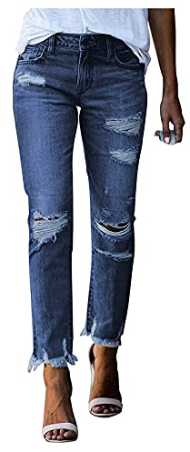 Fulidngzg Skinny Jeans Damen High Waist Schwarze Stretch Knopf Kleidung Jeanshose Capri Baggy Sommer Teenager Mädchen Damenmode Damenjeans Jeggings Straight mit Gummizug Italienische Mode Mom Jeans