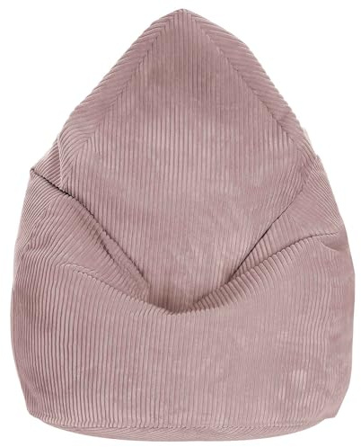 DreamRoots Sitzsack Kinder Cord 70x70x105 cm, Silver Pink | Bean Bag Chair, mit Füllung, Lehne & Bezug, Kindersitzsack für Mädchen & Jungen, Kinderzimmer