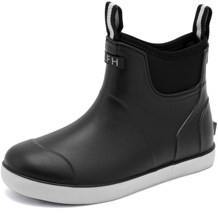 Jesindr Gummistiefel Herren, Protective Wasserdicht Anti-Rutsch Stiefeletten, Atmungsaktiv Schwarz Chelsea-Stiefel, Original Mode Grundlegend Reitstiefel, Schwarz, 41 EU