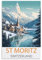 KmoNo St. Moritz Schweiz Vintage Reiseposter 20 x 30 cm Poster Dekor Malerei Leinwand Wandkunst Wohnzimmer Poster Schlafzimmer