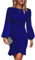 TcIFE Womens Casual Dress Long Sleeve Ladies Bodycon Ruched Ruffle Hem Mini Dress Slim Fit Elegant Sexy Party Club Dresses, Royal Blue, XL
