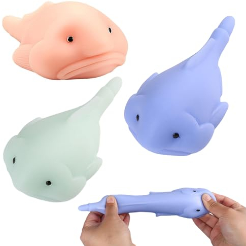 Lotvic 3 Pcs Blobfish Toy, Funny Squeeze Fish Toys, Stress Relief Toys for Kids and Adults, Cute Stretchy Fidget Toys, Sensory Toys for Autism, Scented Squishy Fish Toys for Birthday, Christmas