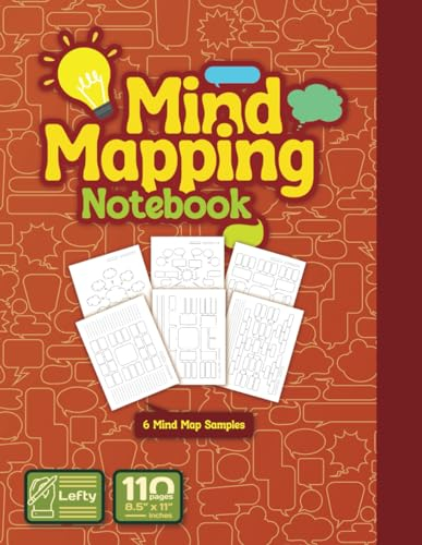 Left Handed Mind Mapping Notebook: 6 Samples Blank Mind Map / 110 pages, 8.5x11 Inches/ Improve Memory and Focus for a lefty with ADHD
