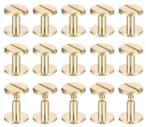 QUARKZMAN 20 Pack de Tornillos Chicago de Latón Poste de Tornillo 8x12mm | de Cabeza Plana, para Sujetar Tachuelas de Remache de Cuero DIY