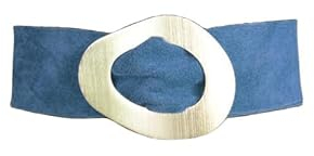 FrasiBags Breiter Damen-Gürtel aus Wildleder mit Schleife, runder Ring, oval, Damengürtel aus Wildleder, hoher Gürtel für Damen, Leder Made in Italy, blau, Einheitsgröße