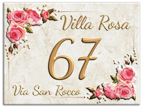 Numero Civico in Ceramica, Targa PERSONALIZZABILE,Numero Civico su Mattonella in Ceramica 15x20cm con Indirizzo e Nome Famiglia Personalizzato,Numeri Civici Moderni.