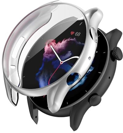 Hülle für Amazfit GTR 3 / GTR 3 Pro Schutzfolie Schutzhülle, Silicone TPU Displayschutz Case Cover, Anti-Kratz Anti-Staub Schutz Gehäuse für Amazfit GTR 3 / GTR 3 Pro (Silver)