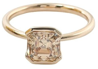 Stfery Trauringe 14 Karat Gold 1Ct Asscherschliff Champagner Moissanit Ring Verlobung Gold Solitär Verlobungsring