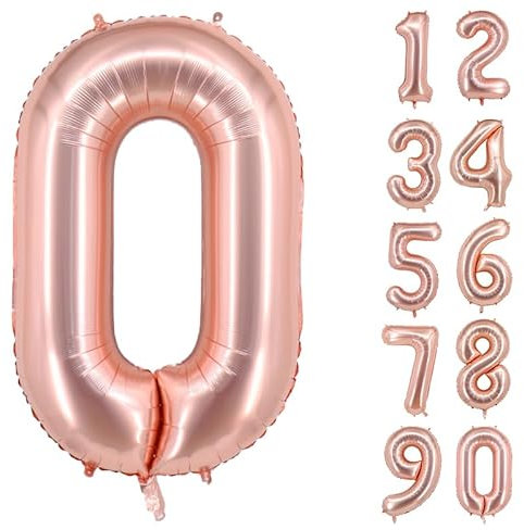 40 Inch Number Balloons Giant Number Aluminium Foil Helium Balloons for Birthday Party Celebration Decoration New Year Baby Shower Anniversary (Rose Gold, 0)