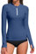 ATTRACO Womens UV Rash Vest Long Sleeve Rash Guard UPF50 Swimwear Top Swim Top Quick Dry M A-Blue