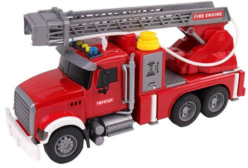 TURBO CHALLENGE - Camion de Pompier - City - 092570-1/20 - Prêt à Rouler - Piles Incluses - Véhicule Friction - Rouge - Plastique - Feu - Incendie - Jouet Enfant - À Partir de 3 Ans