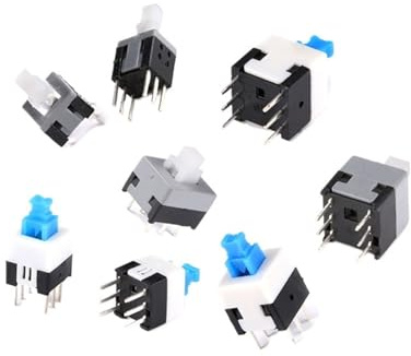 20Pcs 5.8 * 5.8mm 7 * 7mm 8 * 8mm 8.5X8.5MM Push Button Switch Non-Self-Locking/Self-Locking Six Feet Switch Key Cap Switch(5.8mm No Lock)