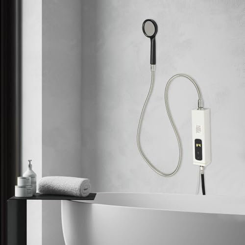 MEHOOSPVN Mini calentador de agua de 3500 W, calentador de agua eléctrico, grifo de baño, sin depósito, cocina, mini calentador de agua con cabezal de ducha, indicador LED para baño, cocina
