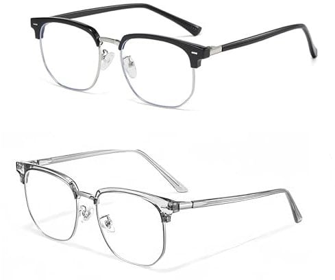 hioseyre 2PCS Anti Blue Light Gaming Glasses Fashion Glasses,Blue Light Blocking Glasses for Women Men, Gaming Computer Glasses Anti Glare Headache Eyes Blue Filter Glasses with Blue Light