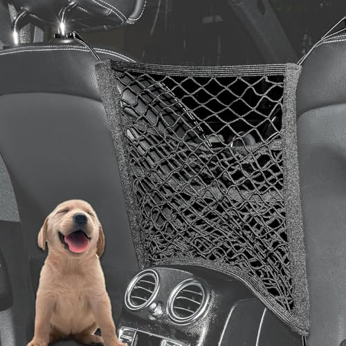 VEHIRIE Filet de Rangement 3 Couches avec Barrière pour Chien – Organisateur Sièges Avant, Sécurité Animaux & Enfants, Universel Voitures, SUV, Vans