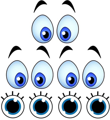 WUFGWBD 5 Big Eye Decorative Stickers, Interesting Stickers, Creative Stickers, Cartoon Eye Stickers, Waterproof Stickers