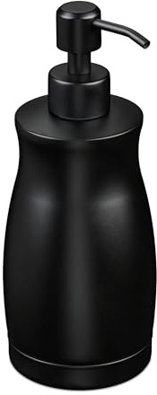 Relaxdays Seifenspender, 400 ml, Edelstahl, nachfüllbar, Seife, schwarz | Duschgel, Badezimmer, Küche, Handseifenspender