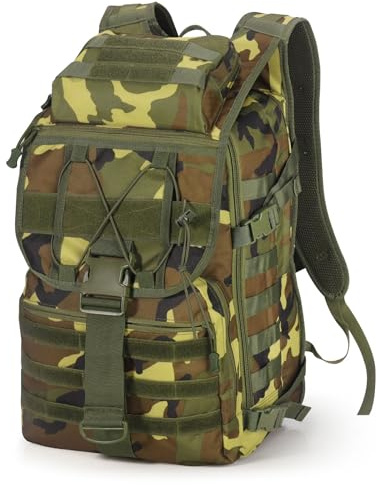 SHANNA Militärrucksack 50L Armee Rucksack Molle, Hohe Kapazität Trekkingrucksack Wanderrucksäcke Assault Pack Taktischer Kampfrucksack für Outdoor Camping 3 Tage Bug Out Go Bag Angeln Jagd, CP Grün