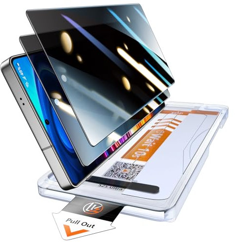 LK für Samsung Galaxy S25 Ultra Sichtschutz Panzer Schutz Glas, [Auto-Installation] Privacy Sichtschutzfolie [9H TOP Härte] Stoßfest Kratzfest Anti-Bläschen&Öl, Unterstützt Fingerabdruck-ID, 2 Stück