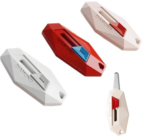 VPOUERY 3 pièces Couteau de Papeterie 3PCS Mini Couteau Utilitaire Rétractable Mini Ouvre-Lettre Mini Cutter Couteaux à Tapis Box Cutter pour la Papeterie Express Box Papier Papier Découpe Carton