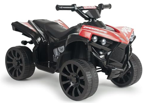 Quad Électrique Enfant 1-4 Ans 6V Rouge – avec Marche Arrière + Lumières + Sons + Frein Automatique + Pédale d’Accélération + Véhicule Compact et Sûr – INJUSA