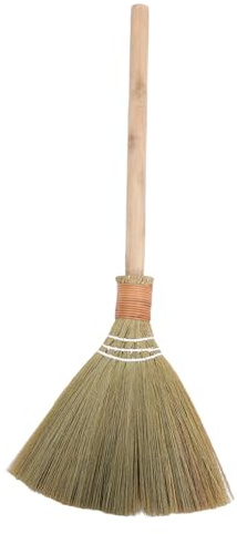 Hand-Woven Miscanthus Indoor Floor Sweeping Broom, Wooden Handle | Detachable Brush Head, Lightweight Safe Cleaning, Soft Straw Bristles, Household Cleaning for Sofa Dust and Rooms