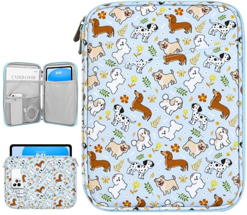 Dadanism 9-11 Zoll Tablet Sleeve Tasche, Blauer+Hund | für iPad Air 11 M4/M3, iPad Pro 11 M5, iPad (A16) 11, iPad 10. Gen/Air 5/4 10,9, iPad 10,2, Galaxy Tab A11+ 11/S10 Lite