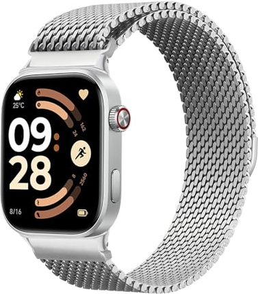 SumRioo Strap Compatible with Xiaomi Redmi Watch 6 5 4/Xiaomi Smart Band 10 Pro/9 Pro/8 Pro, [Thickening Upgrade] Metal Milanese Loop Magnetic Clasp Adjustable Replacement Watch Band Unisex