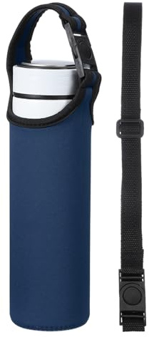 QUARKZMAN 2 stycken neopren vattenflasksfodral 15,5–20 oz isolerade dricksflaskor bärväska vikbar flaskfodral hållare med 2 remmar marinblå