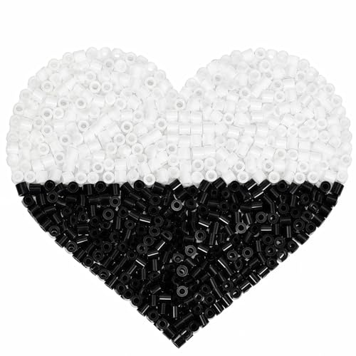2000 Pcs Fuse Beads 5 mm, Black White Ironing Beads for DIY Crafts | Creative Pattern Making, Centre Hole Design, Suitable For Ironing Projects, Handmade Accessories, Hobby Crafts