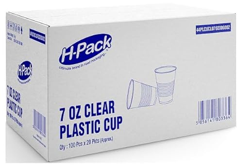 London Grocery 7oz Plastic Water Cups (Clear) (20 x 100 Pcs) | Case of 1