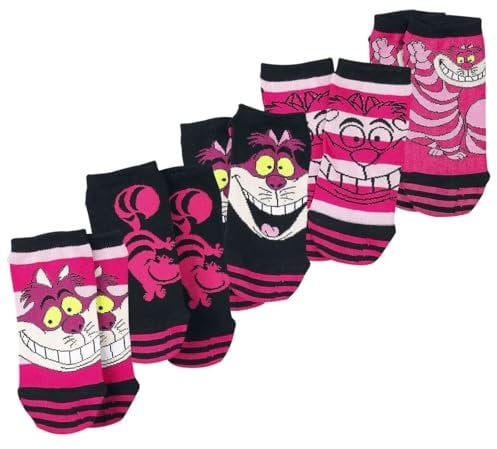 Alice im Wunderland Grinsekatze Frauen Socken pink/schwarz EU 39-42