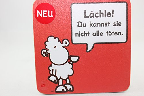 Sheepworld - 45452 - Untersetzer, Schaf, Lächle! Du kannst sie nicht alle töten., Kork, 9,5cm x 9,5cm