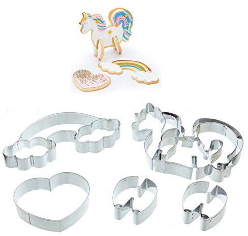KitchenCraft Sweetly Does It - Set di 5 formine per biscotti a forma di unicorno