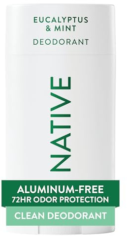 Native Déodorant naturel pour homme et femme – Végétalien, sans gluten et sans cruauté envers les animaux – Sans aluminium, parabènes et sulfates – Eucalyptus et menthe