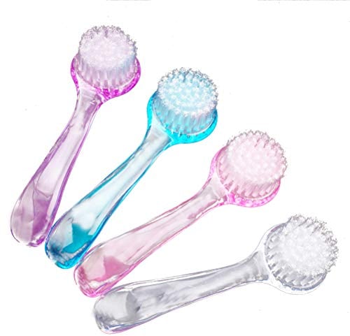 Healifty 4 pcs Gesichtsreinigungsbürste manuell Hornbürste Massage weiche Haaren langer Griff(Zufällige Farbe)