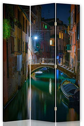 Trennwand Raumtrenner Pinnwand 3-teilig beidseitig Venedig Mehrfarbig 110x175 cm