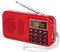PRUNUS J-725 Rechargeable Radio Portable, FM Radios, Small Radios with 3000mAh Rechargeable Battery. Battery Operated Radio Digital support SD USB MP3 AUX Player and Emergency Flashlight. (Red)