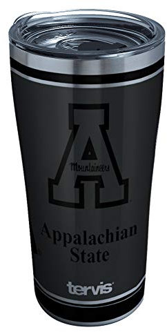 Tervis 1344399 Appalachian State Mountaineers Blackout Edelstahl Thermobecher mit transparentem und schwarzem Hammerdeckel, silber