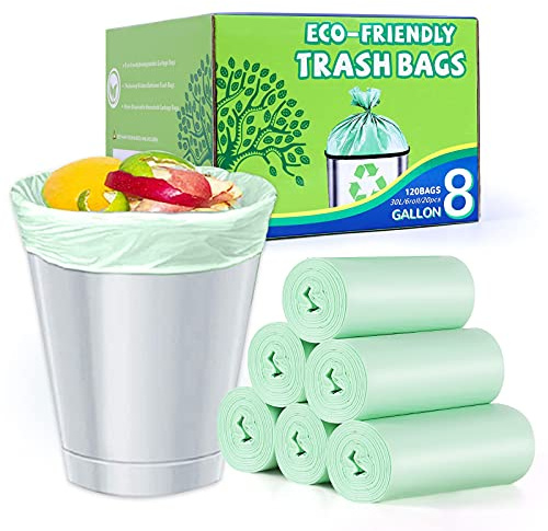 8 Gallon Medium Trash Bags - Strong Leak-Resistant - 120 Count Unscented