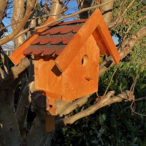 DARLUX Holz Nistkasten für draußen, Nisthaus Brutstätte für kleine Singvögel Braun und verschiedenen Bitum Farben (Rot - Braun)